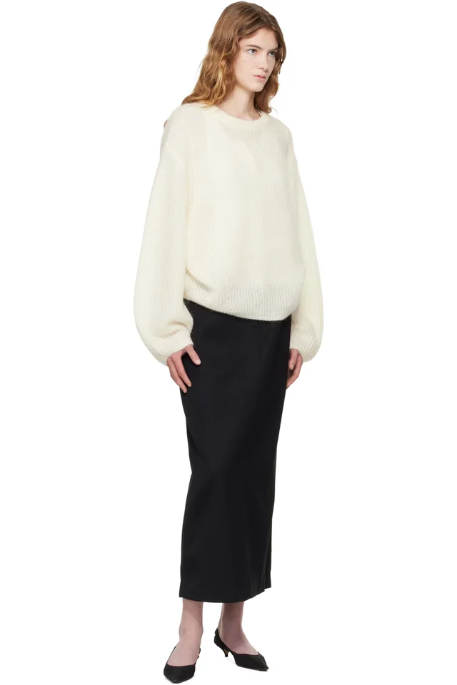 TOTEME Off-White Mohair Blend Rib Knit Sweater, photo 4 of 4 from SSENSE