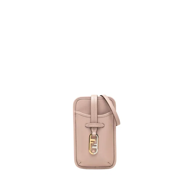 Pink Fendi Leather O Lock Phone Pouch Crossbody in Pink Leather from Designer Revival
