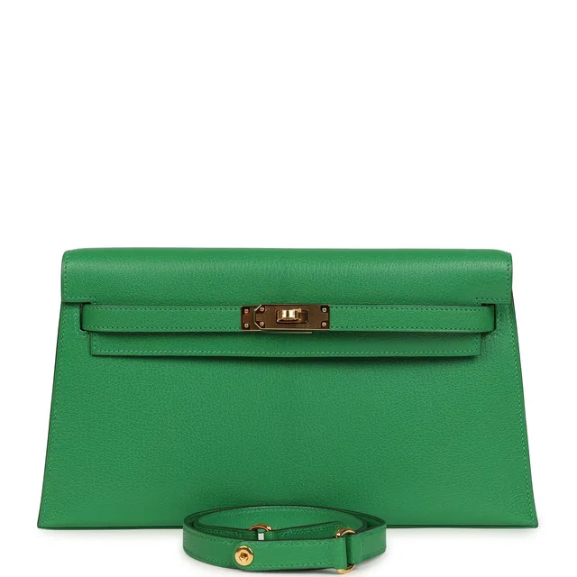 Hermès Kelly Elan Bambou Chevre Chamkila Gold Hardware in Goatskin from Madison Avenue Couture