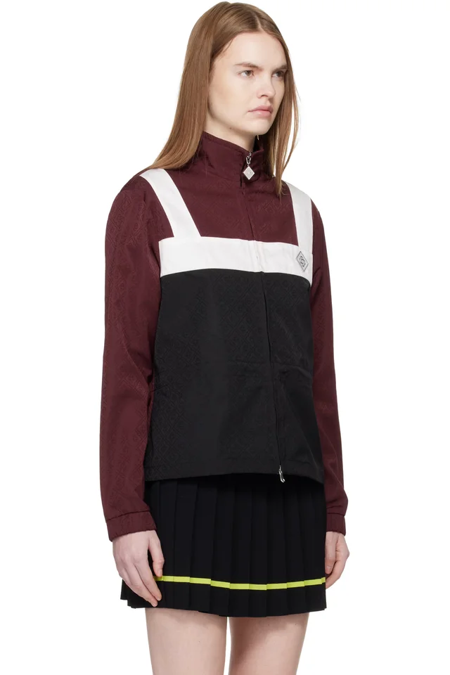 Casablanca Burgundy Monogram Windbreaker Jacket, photo 2 of 4 from SSENSE