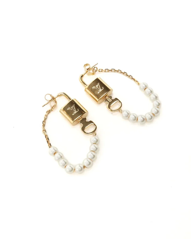 Louis Vuitton Padlock Pearl Earrings from A Retro Tale, photo 2 of 4