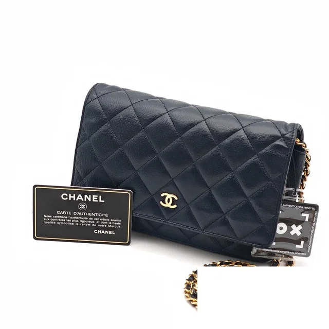 Chanel Woc Chain Shoulder Bag 2-Way Navy in Navy Leather from The Reluxe