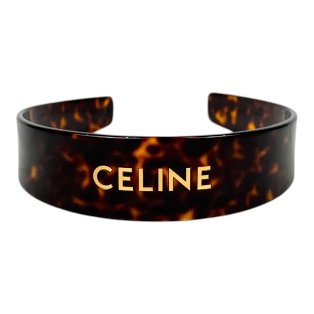 Celine Headband In Acetate and Gold Logo in Gold from Luxury Promise, photo 2 of 2