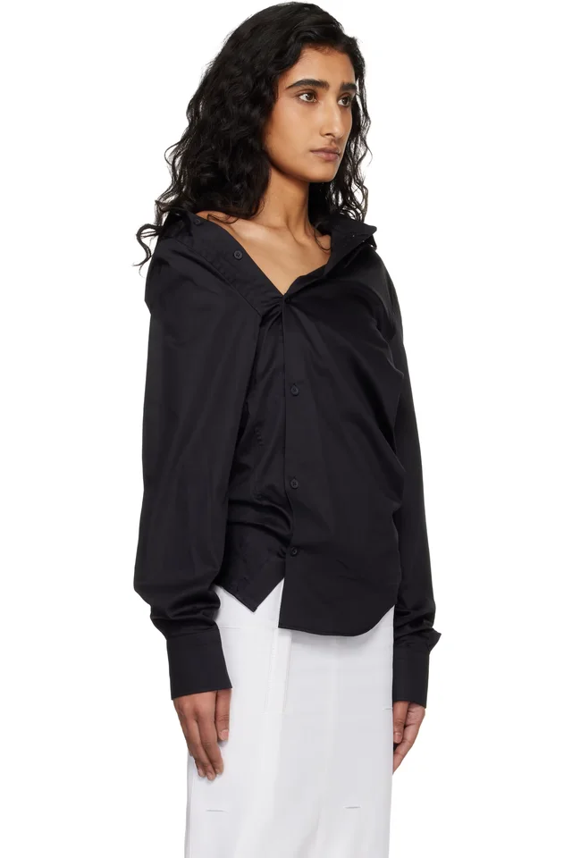 HODAKOVA Black Asymmetric Shirt, photo 2 of 4 from SSENSE