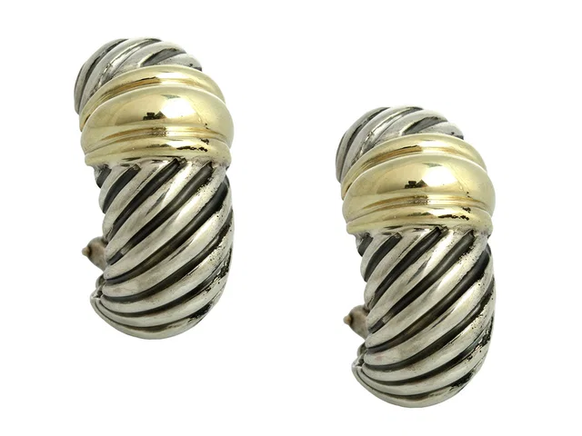 David Yurman Vintage Large Two-Tone Shrimp Earrings from Ann's Fabulous Finds