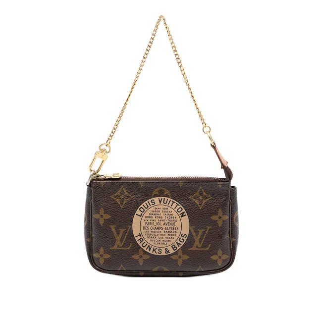 Brown Louis Vuitton Monogram Mini Pochette Accessoires Handbag in Brown Coated canvas from Designer Revival