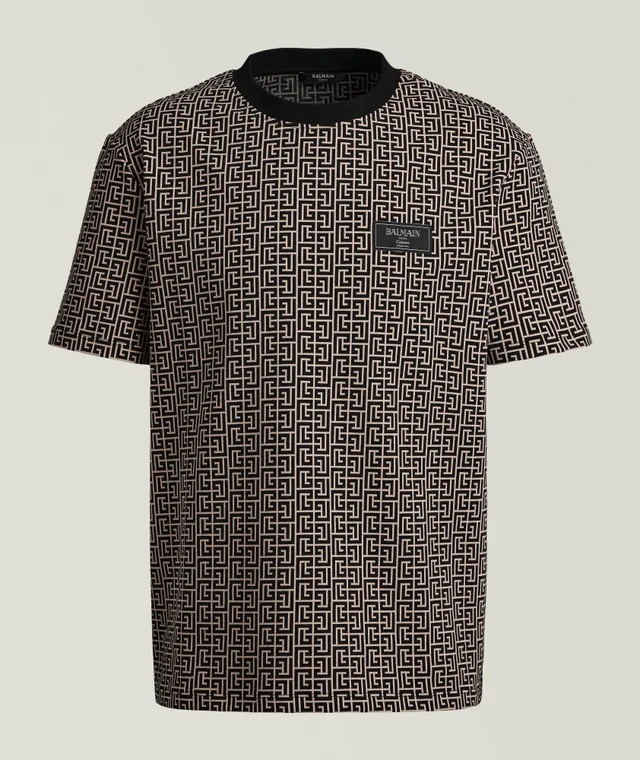 Balmain Monogram Stretch-Cotton Crewneck T-Shirt in Black Cotton & Cotton Blends from Harry Rosen, photo 1 of 1