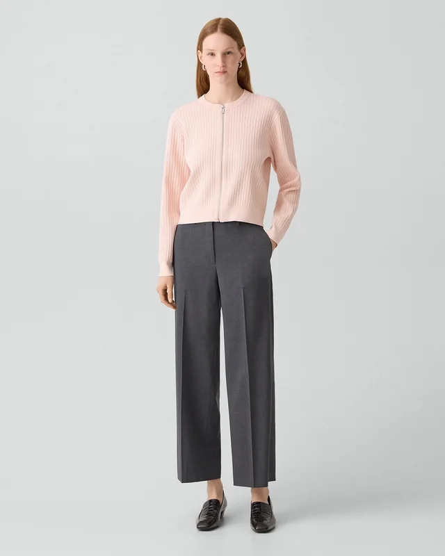 Theory Pointelle Cardigan in Crepe Knit in WARM PINK, photo 12 of 12 from Theory