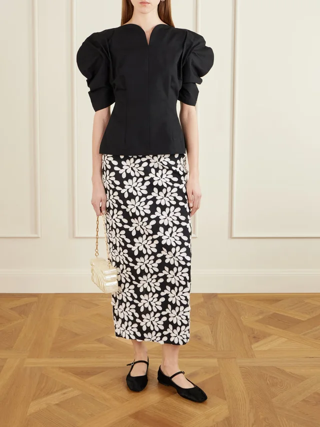 DESTREE Monica embroidered midi skirt in Black, photo 2 of 2 from NET-A-PORTER (Canada)