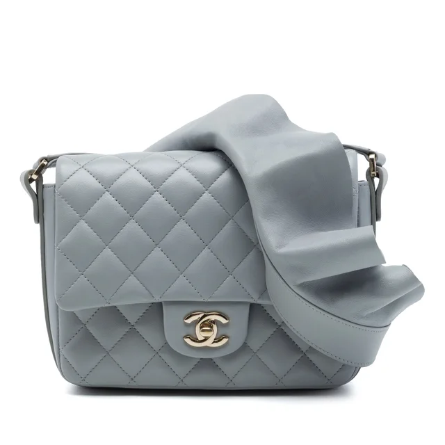 Grey Chanel Quilted Calfskin Bolero de Chanel Flap Crossbody Bag in Grey Calfskin from Designer Revival