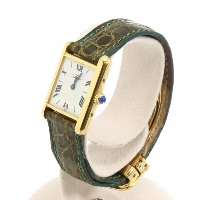 Cartier Must Tank Vermeil W1009654 SV925 Women's Watch White Quartz Watch Must Tank in White Crocodile from Luxury Promise