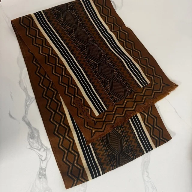 Givenchy Geometric Brown And Black Patterned Scarf Vintage in brown|red|black from Poshmark