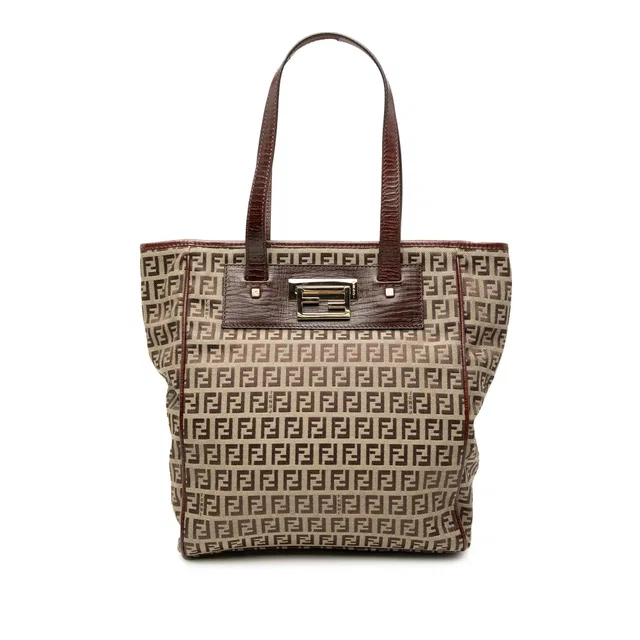 Brown Fendi Zucchino Canvas Tote in Brown Canvas from Designer Revival
