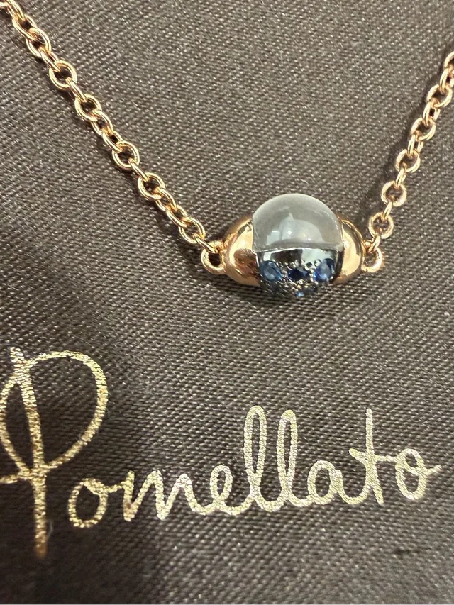 18kt Gold Pomellato Rose Gold Necklace With Blue Cabochon And Sapphires in blue|gold from Poshmark