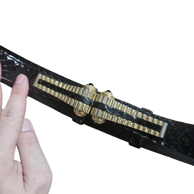 Judith Leiber Women's Belt - Black/Gold in black|gold from Depop, photo 1 of 1