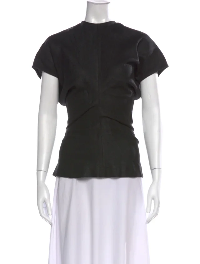 TOTEME Slouch Waist Crew Neck Top w/ Tags in black from The RealReal