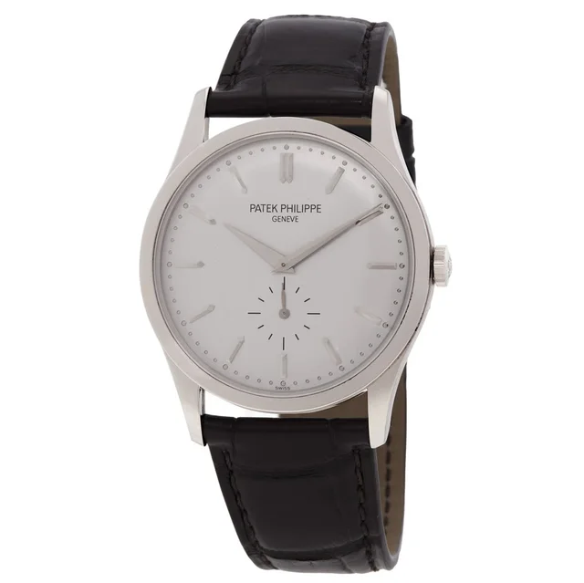 Patek Philippe Calatrava Hand Wind Mens Watch 5196G in white|silver|gold|gray|black Crocodile from Jomashop.com