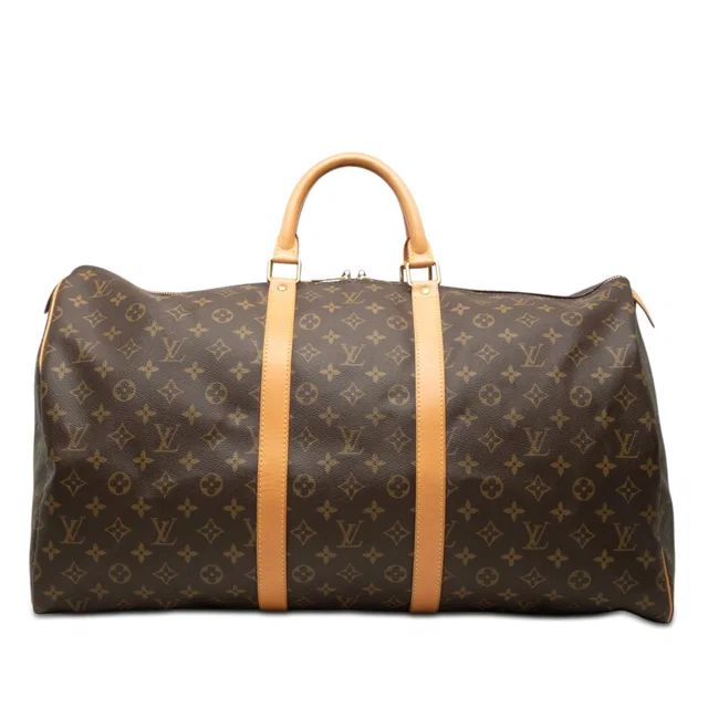 Brown Louis Vuitton Monogram Keepall 55 Travel Bag in Brown Coated canvas from Designer Revival
