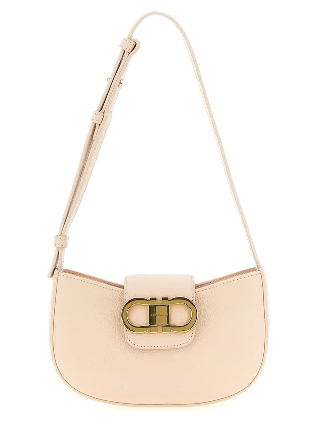 Ferragamo Gabry Shoulder Bag — Beige Hammered Leather in Beige Leather from HEWI