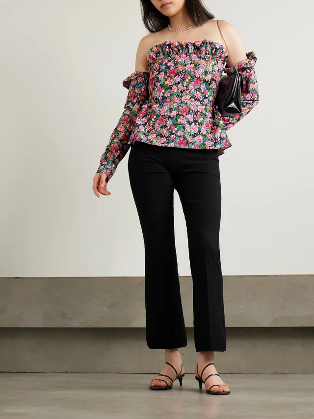 KIKA VARGAS Jacqueline off-the-shoulder floral-print woven peplum top in Pink, photo 2 of 2 from NET-A-PORTER (Canada)