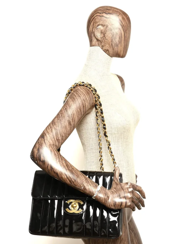Chanel Patent Jumbo Vertical Quilted Single Flap Bag in Patent leather from A Retro Tale, photo 13 of 13