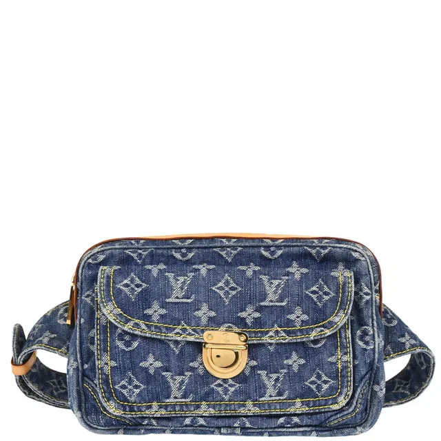 Louis Vuitton 2007 Blue Monogram Denim Bum Bag Waist Pouch M95347 in Blue Denim from AMORE Vintage Tokyo