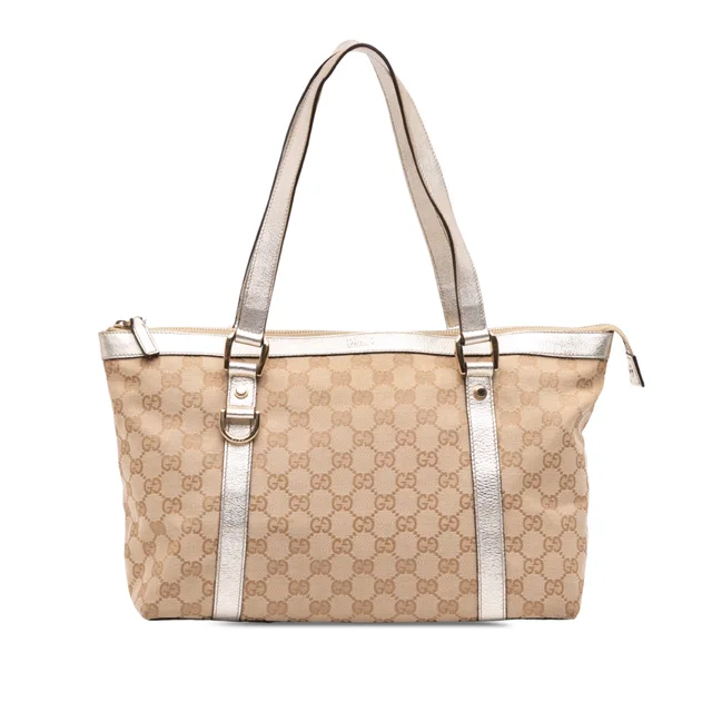 Beige Gucci GG Canvas Abbey D Ring Tote in Beige Canvas from Designer Revival