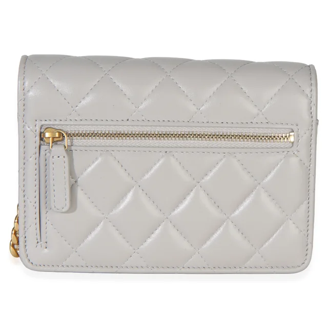 Chanel Grey Quilted Lambskin Jeweled Mini Wallet On Chain in Grey Lambskin from myGemma, photo 2 of 2