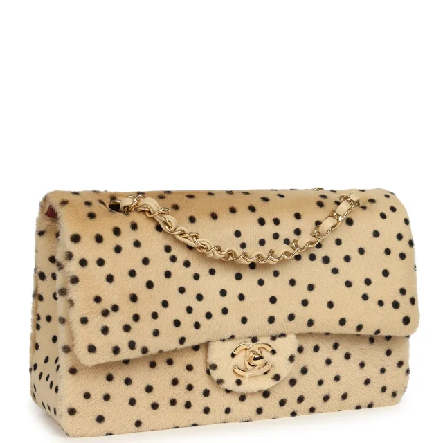 Chanel "Cheetah Print" Medium Flap Bag Light Beige Calf Hair and Black Lambskin Gold Hardware in Beige Calf Hair/Lambskin from Madison Avenue Couture, photo 2 of 10