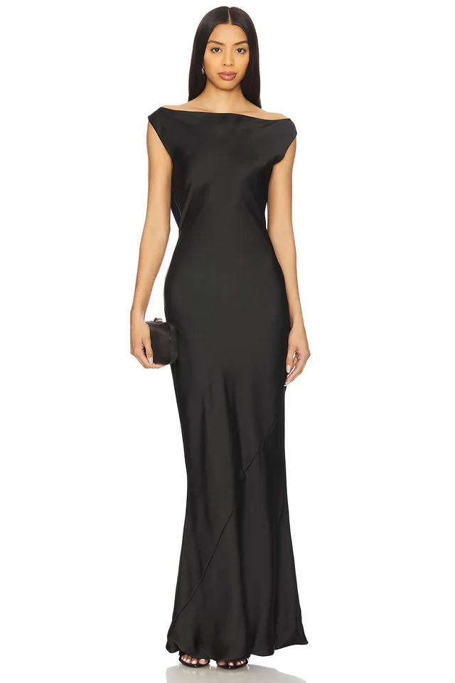 Norma Kamali Sleeveless Low Back Drape Gown in Black, photo 2 of 4 from REVOLVE (Canada)