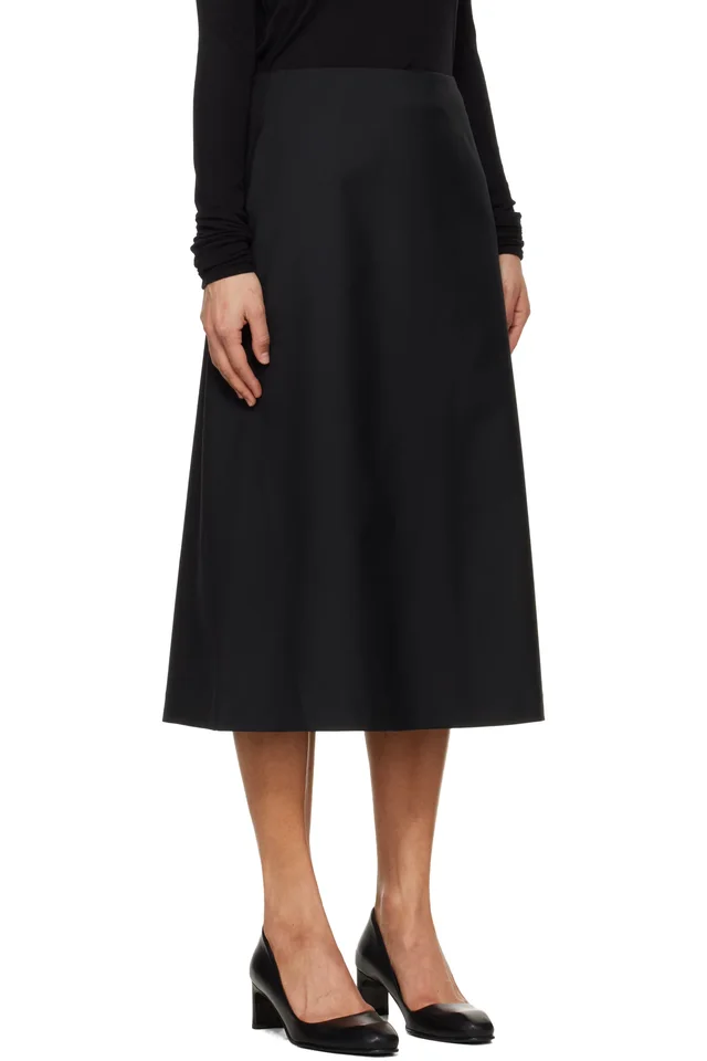 TONYWACK Black Wool Midi Skirt, photo 2 of 4 from SSENSE