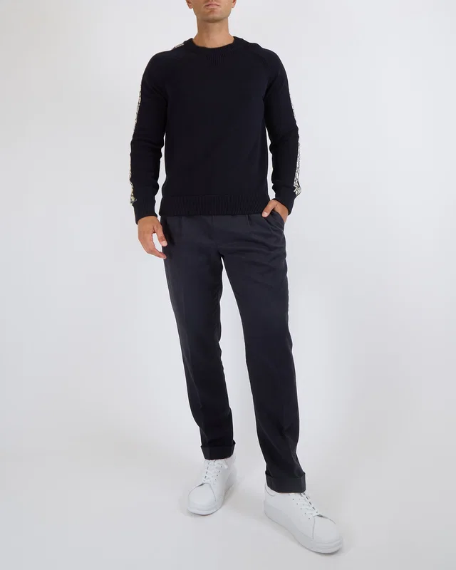 Dior Menswear Navy Jumper With Oblique Logo Sleeve Detail Size L (UK 40) in Navy from Sellier