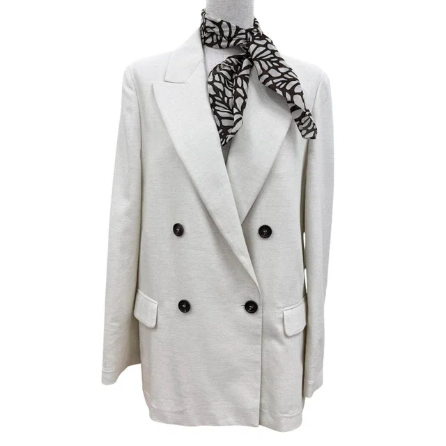 Brunello Cucinelli Cotton Viscose Double Breasted Jacket in Nylon from LuxUness