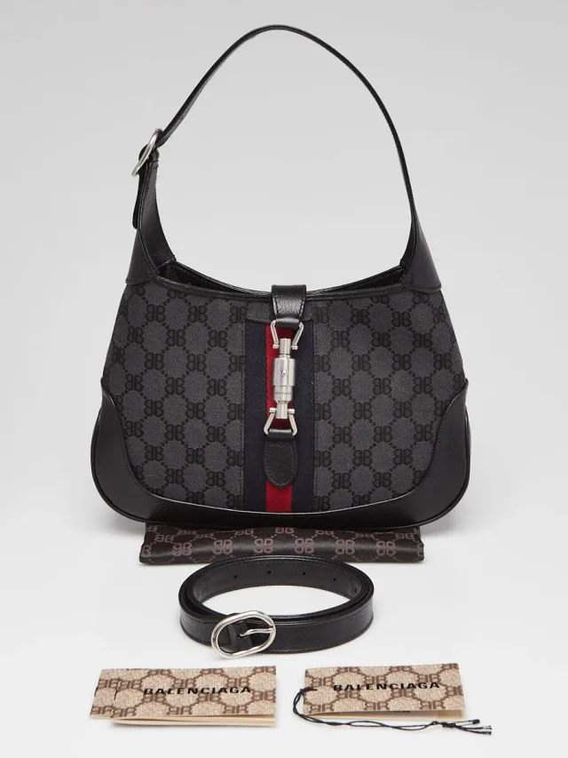 Balenciaga x Gucci Black/Grey Canvas/Leather The Hacker Project 1961 Small Jackie Bag in Black Canvas from Yoogis, photo 11 of 11