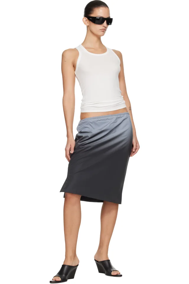 Alexander Wang Gray Reflective Mid-Rise Midi Skirt, photo 4 of 4 from SSENSE