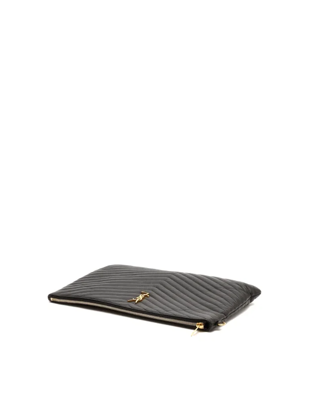 Saint Laurent Monogram Matelassé Large Clutch Bag in Leather from A Retro Tale, photo 4 of 7