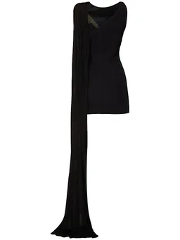 David Koma Flared Dress with Side Draping in 82% Polyester, 15% Polyurethane, 5% Elastane, 95% Acetate, photo 5 of 5 from LUISAVIAROMA