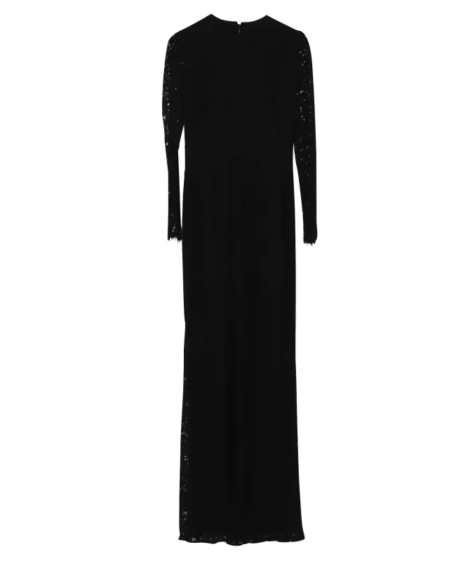 Diane von Furstenberg Kyara Tux Lace Jumpsuit in Black Cotton in Black, photo 2 of 6 from ShopSimon