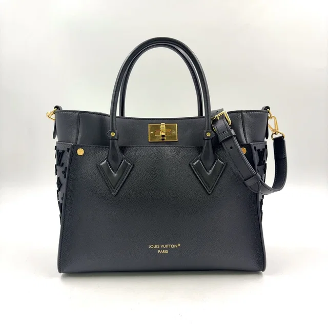 Louis Vuitton on My Side MM 2-Way Shoulder Leather Black Handbag Gold in Black Leather from The Reluxe