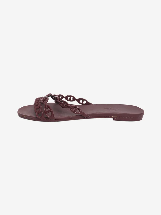 Hermès Bordeaux Rivage sandals - size EU 40 in Burgundy from Sign of the Times