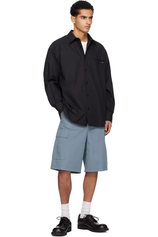 MM6 Maison Margiela Gray Denim Waistband Cargo Shorts, photo 4 of 4 from SSENSE