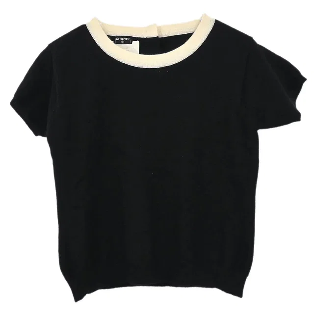 Chanel Summer Sweater Black #44 in Black Cashmere from AMORE Vintage Tokyo