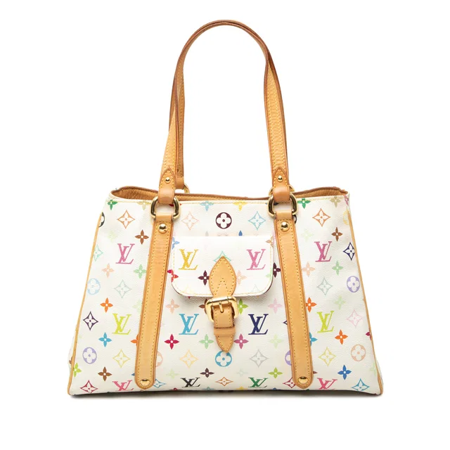 White Louis Vuitton Monogram Multicolore Aurelia MM Tote Bag in White Canvas from Designer Revival