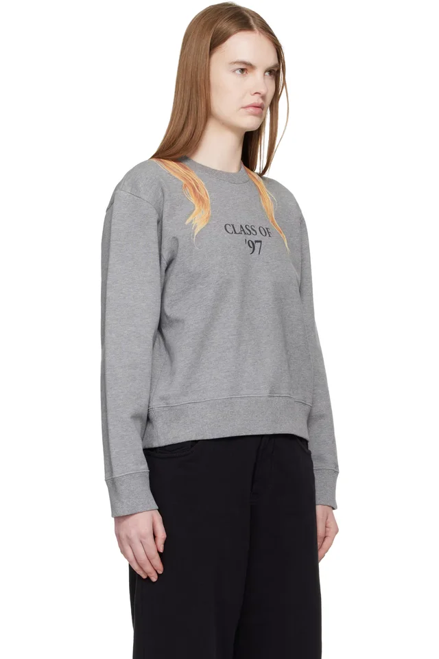 MM6 Maison Margiela Gray Unbrushed Cotton Sweatshirt, photo 2 of 4 from SSENSE