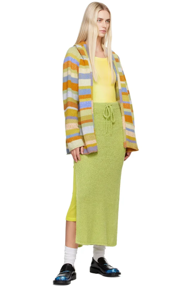The Elder Statesman Green Selerino Net Midi Skirt, photo 4 of 4 from SSENSE