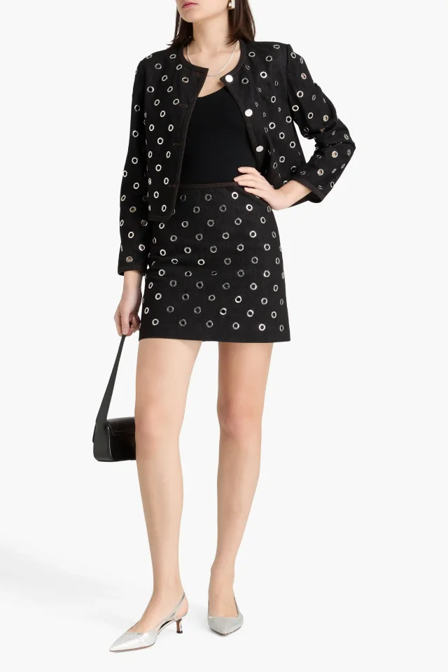 Veronica Beard Blaire Eyelet-Embellished Denim Mini Skirt, photo 2 of 4 from THE OUTNET