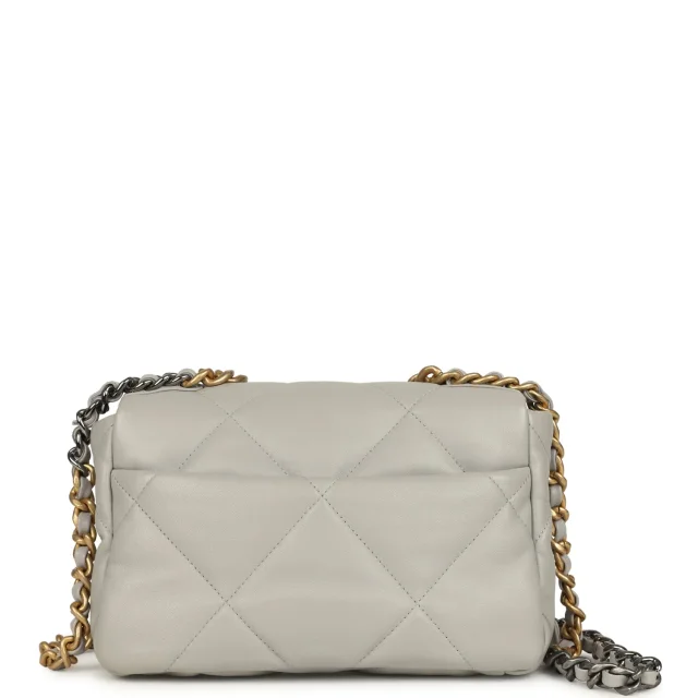 Chanel Medium 19 Flap Bag Grey Shiny Lambskin Mixed Metal Hardware in Grey Lambskin from Madison Avenue Couture, photo 4 of 10