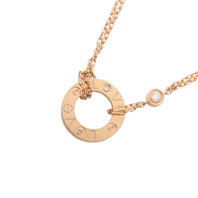 Cartier Necklace Love Circle Pink Gold Diamond in Pink from The Reluxe