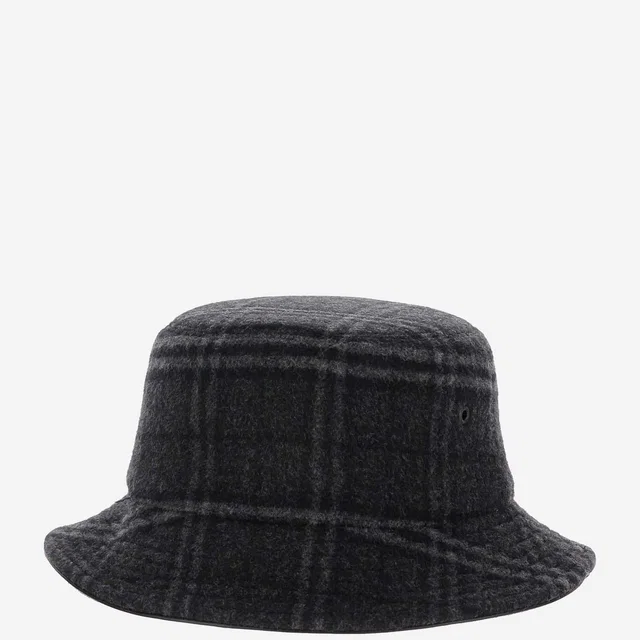 Burberry 8044077 Wool-Cashmere Check Bucket Hat — Gray in Grey Cashmere from HEWI