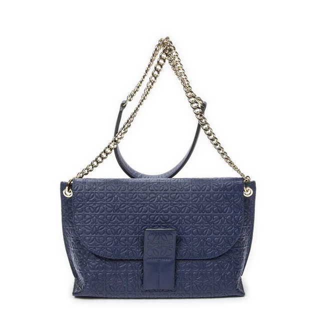 Loewe Anagram Avenue Crossbody Navy Animal Embossed Leather in Navy Leather from The Reluxe